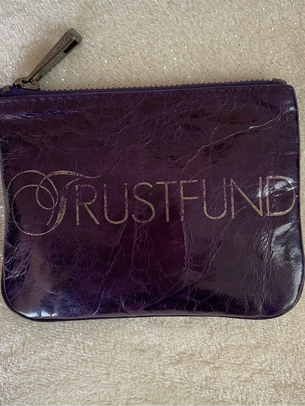 y2k early Rebecca Minkoff Trustfund Graphic Genuine Leather Mini Zippered Pouch